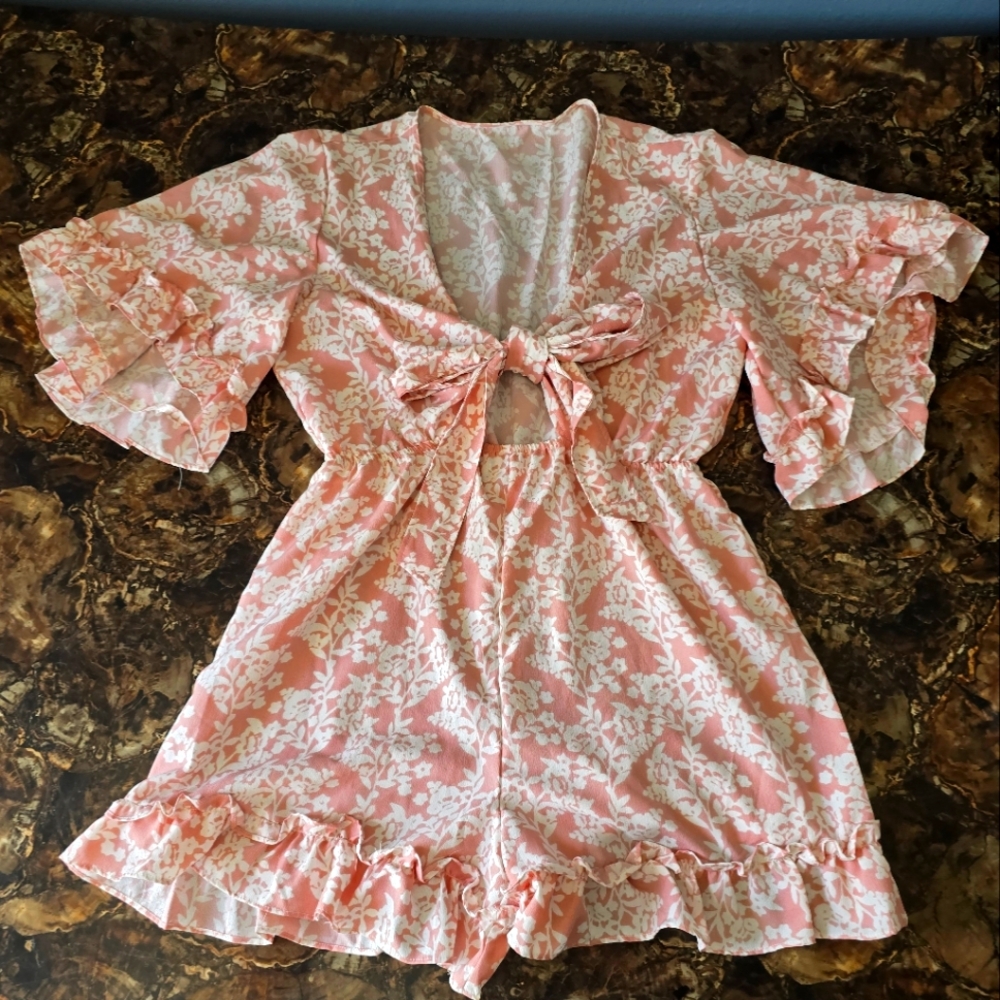Floral Pink and White Romper